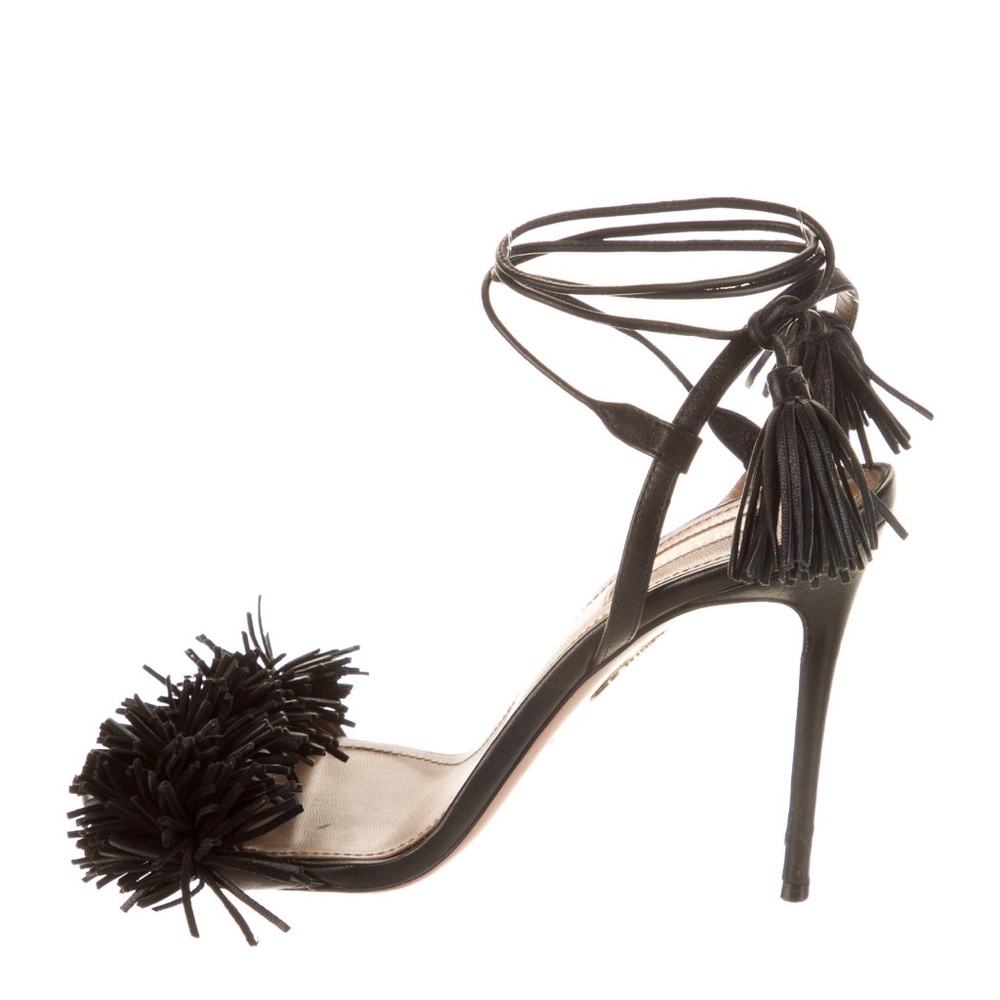 Aquazzura Black Tassel Heels